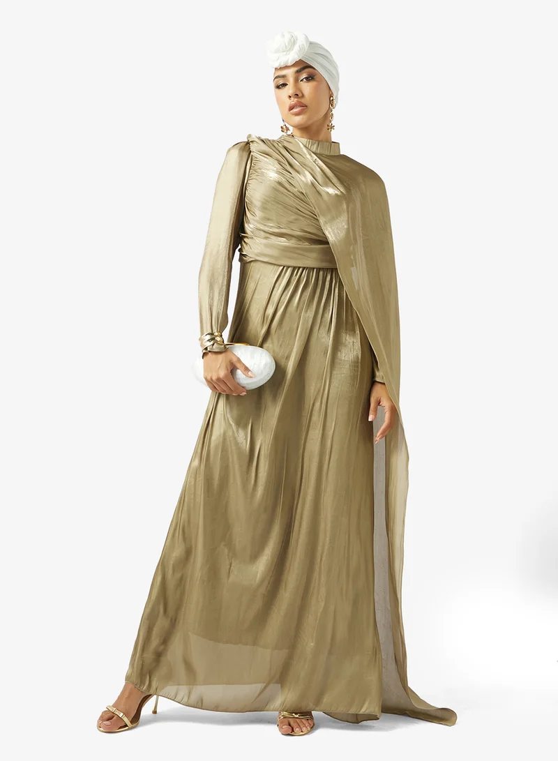 Khizana  Drape Dress With Trail for Women | Best Price UAE